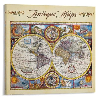 Klassisches Retro-Weltkarten-Poster, Wandkunst, Bild, Malerei, Poster, Poster, Kunstwerke, Raumdekoration, 60 x 60 cm