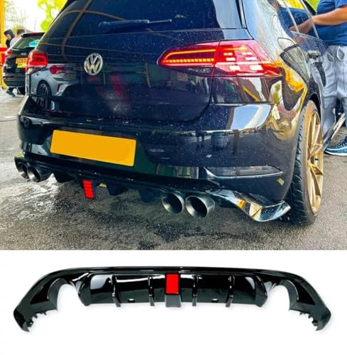 For Auto Perfectionists UK Rear Valance Diffuser Boot Spoiler Compatible With VW Golf MK7.5 GTI GTD TSI TDI 2016-2020 TCR Style ABS Gloss Black