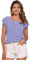 Allegra K Hauts à Carreaux Femme T-Shirts à Col Carré d'Été Chemisiers Manches Courts Décontractés Bleu Blanc S