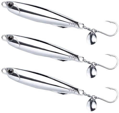 Dr.Fish 3pcs Sea Fishing Lure Vertical Diamond Jigging Spoons 15g for Mackerel Cod Bass Pike with Single Hooks Casting Spinners Metal Jigs