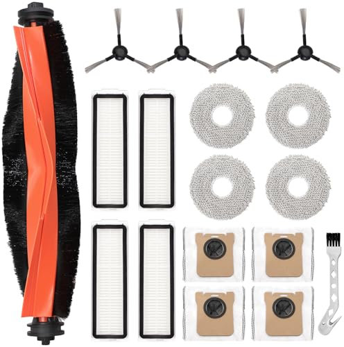 DianSung Zubehör Set für Xiaomi X20 Max, X20 Pro Staubsauger Ersatzteil, 1 Hauptbürste,4 Wischtücher,4 Staubbeutel,4 Seitenbürsten,4 Filter