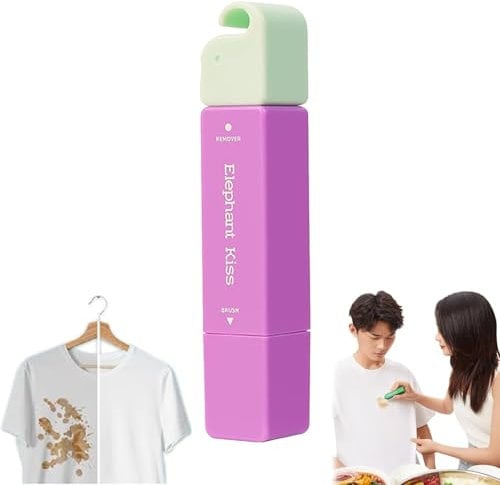 Elephant Kiss Stain Remover Pen, 3-Second Stain Remover Pen for Clothes, Double Head Instant Treater Sticks with Lanyard, Travel & Pocket-Sized, Spot Cleaner (purple)