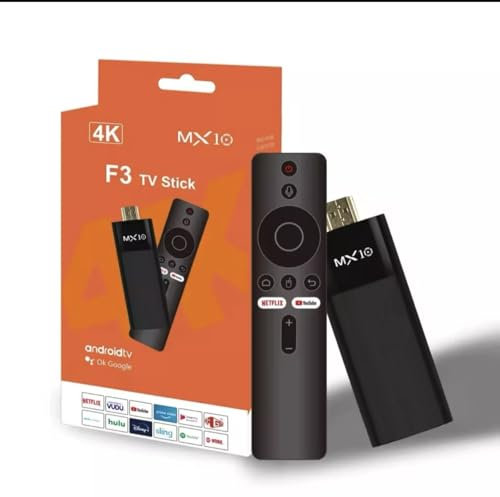 MX10 F3 4K Android TV Stick with Voice Remote | Android 13 Streaming Device | 2GB RAM 16GB ROM | Dual WiFi | Bluetooth 5.0 | Netflix, YouTube, Prime, | HDMI Plug & Play