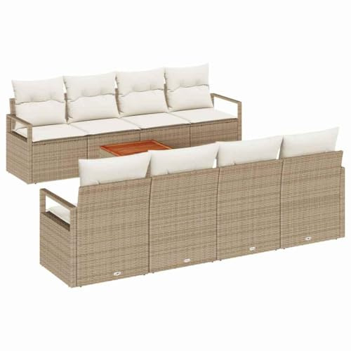 vidaXL Gartensofa-Set 9 STK. Beige und Creme Poly-Rattan, Garten und Terrasse, modernes modulares Sofa, wetterfest, Flexibles Lounge-Set, strapazierfähige Gartenmöbel