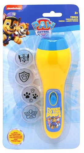 Joytoy 24054 Paw Patrol Projektionstaschenlampe mit 4 verschiedenen Projektionsmotiven - auf Blisterkarte 13x5,5x25 cm, Gelb