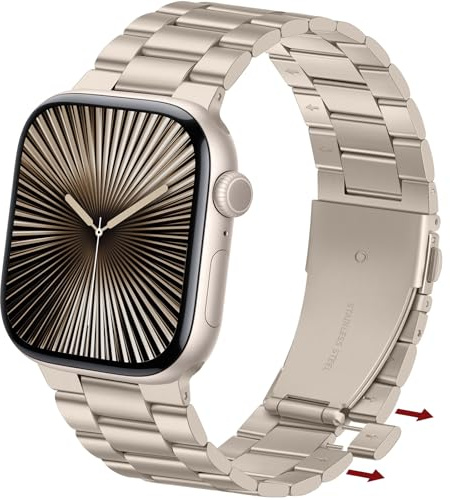Anlinser Compatibile con Cinturino Apple Watch 42mm 41mm 40mm 38mm Nessun Attrezzo Richiesto, Cinturini in Metallo Compatibile con iWatch SE Serie 11 10 9 8 7 6-1 (Galassia)