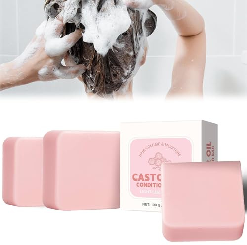 Castor Oil Organic Shampoo Bar, Rizinusöl Conditioner Bar, Natürlicher Nährendes & beruhigendes Deep für alle Haartypen, Haarpflege Seife für alle Haare, Haarpflege für Kaputtes Haar (3P)