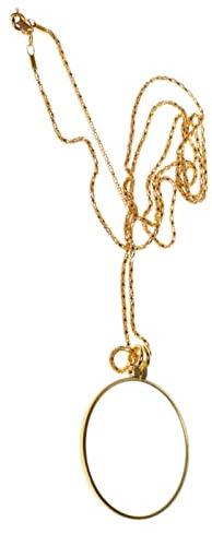 6 x Lupenanhänger Lupe mit goldener Kette Monokel Halskette