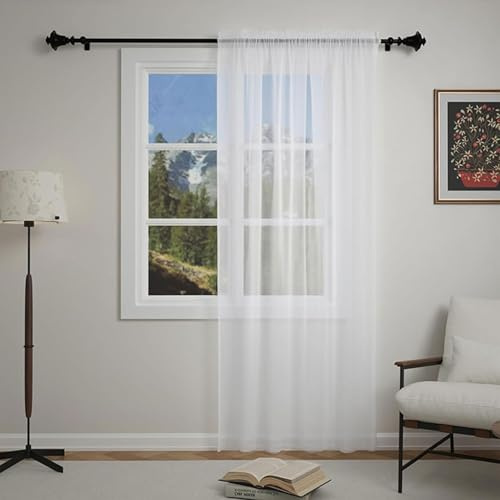 SUNLIMEI Rideau Voilage 50 x 220 cm Bloquer Soleil Anti-UV, Doux et Esthétiques Rideau de Fenêtre à Œillets Décoration de Maison pour Salon, Chambre à Coucher et Cuisine, Blanc