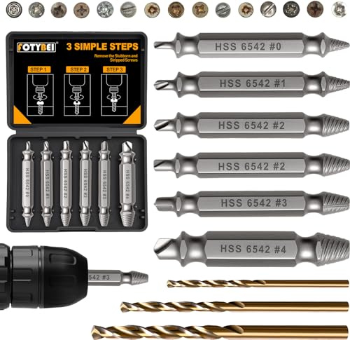 Schraubenausdreher Set 9 Stück, HSS 6542 Linksausdreher Set mit 3 Spiralbohrer, Schrauben Ausdrehwerkzeug für Beschädigte oder Abgebrochene Schrauben