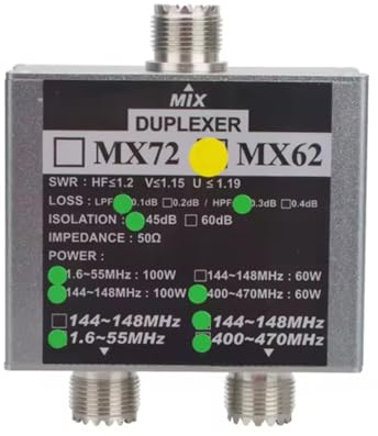 Hipzeepo MX62 50 Ohm 60-100W Linear Antenna Duplexer HF Walkie Talkie Ham VHF UHF Tri-Band Amateur Radio Antenna Combiner SO239