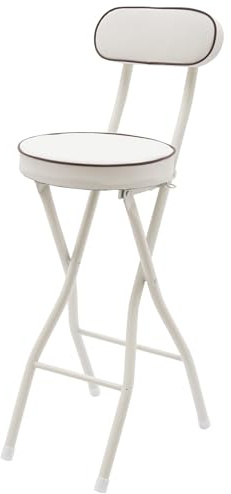 Zalydala Barhocker 2er Set | Barhocker Klappbar | Klappbarer Hochstuhl Set (2er) | 125kg Tragkraft | Höhenverstellbar 65cm | Mit PU-Kissen & Sicherheitsverriegelung | Für Bar, Camping & Garten (Weiß)