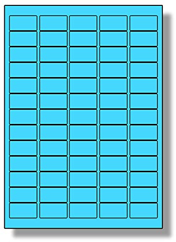 Label Planet® 65 Per Page/Sheet, 5 Sheets (325 Sticky Blue Mini Labels), Blank Plain Matt Quality A4 Coloured Stickers, for Laser/Copier/Inkjet Printer, UK LP65/38C, 21.2 x 38.1 MM, Colour Coding