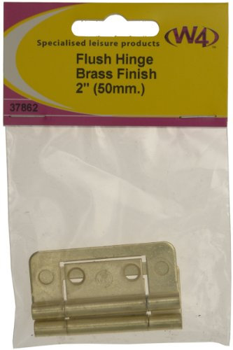 W4 Brass Flush Hinge (Pack of 2) - Gold, 50mm