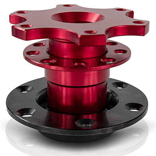 Auto-Dress Snap Off Lenkrad Schnellverschluss - Sportlenkrad Quick Release für Sparco, Momo, OMP Sport Lenkräder - Hohe Ausführung (Rot)