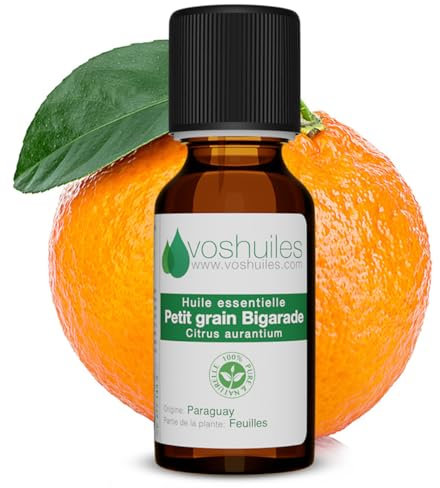 Voshuiles - Huile Essentielle Petit Grain Bigarade - 10ml - 100% Pure et Naturelle - HEBBD - Ambiance Calme et Sereine pour la Maison - Parfum Fruité - Traçabilité et Qualité - Entreprise Française