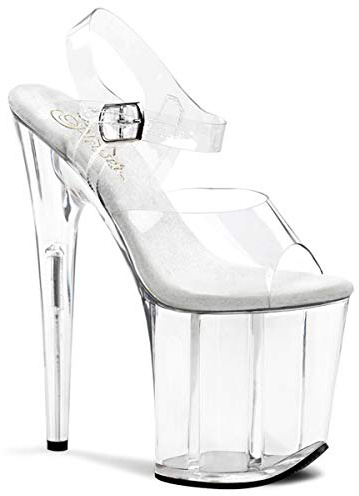 Pleaser FLAMINGO-808 - Sandali da donna con tacco altissimo, Trasparente Trasparente Clr Clr, 37 EU