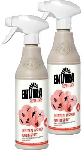 Envira Universal Insekten Abwehrspray 2 x 500 ml - Spray mit Langzeitwirkung gegen Trauermücken, Silberfische, Lebensmittelmotten & weiteres Ungeziefer - Mittel gegen Insekten