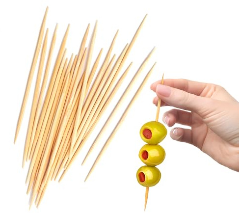 Beaumont Disposable Wooden Cocktail Sticks (1000 Pack) - 76mm Length Food Skewer or Toothpick for Garnishing, Parties, Essential Bar Tools for Cocktails and Canapés