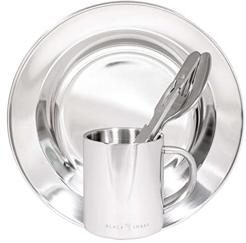 Black Snake Juego de vajilla de camping de acero inoxidable.