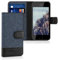 kwmobile Wallet Case Compatible with Apple iPhone SE (1.Gen 2016) / iPhone 5 / iPhone 5S - Case Fabric and Faux Leather Phone Flip Cover - Dark Blue/Black