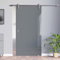 BV-900GA: Schiebetürsystem VSG 900x2050x8mm Dekor VG, hochglanz grau; Edelstahl Laufrollensystem SoftStop; Griffmuschel