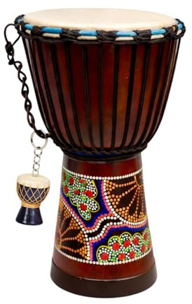 Djembe trumma Bongo Kongo afrikansk trätrumma 40 cm, JIVE FEDERAL (TM) märke, professionell premiumkvalitet/inkluderar trumnyckelring