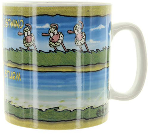 Hösti Jumbo Becher Wissensdurst Sturm Schafe (Kein Wind Westwind Ostwind Sturm) ca.11x10cm 0,5l