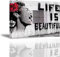 Piy Painting Cuadro sobre lienzo Pintura de pared, de Banksy, Life is Beautiful, Blanco, 40x30cm
