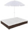 vidaXL Sonnenliege mit Schirm Gartenliege Gartenmöbel Liege Strandliege Relaxliege Freizeitliege Liegestuhl Rattanmöbel Poly Rattan Braun