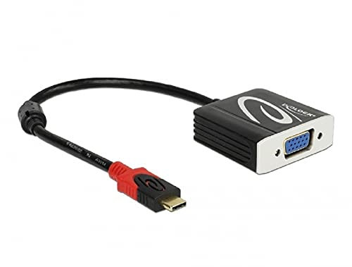 DeLOCK 62994 0.2m USB Typ-C VGA Schwarz - Videokabel-Adapter (0,2 m, USB Typ-C, VGA, Männlich, Weiblich, Gold)