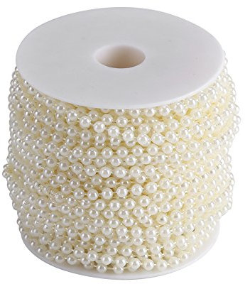 Künstliche Perlen Perlenband Perlengirlande DIY Vorhang Brautstrauß Hochzeitsfest Dekoration 30M / Rolle(Beige)
