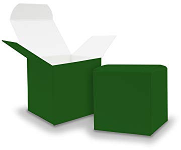 itenga 50x GeschenkSchachtel aus Karton zum Befüllen (Adventskalender Gastgeschenk, Hochzeit Taufe Geburt) (Würfel 5x5cm, dunkelgrün)