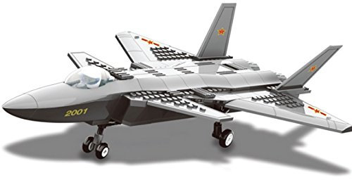 WANGE Modell J-20. Modell eines Mehrzweck-Abfangjägerflugzeug zum Bauen mit Bausteinen. Luftfahrtmodell 1:50.