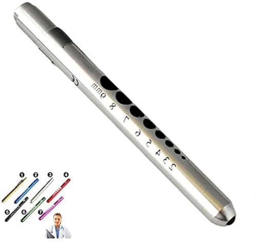 Supertool Mini-Stift-Taschenlampe, Diagnostik, medizinisches Stiftlicht, Mini-wiederverwendbare LED-Stiftlampe, Taschenlampe für Zuhause, Outdoor, Arzt, Krankenschwester, EMT, Notfall, Silber, 1 Stück