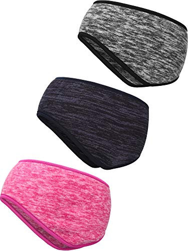 3 Stücke Ohrenwärmer Stirnband Full Cover Ohrenschützer Stirnband Sport Stirnband für Outdoor Sport Fitness (Dunkelblau, Grau, Rosenrot)