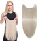 SEGO Haarteil Extensions Haarverlängerung ein Tresse mit Unsichtbarer Draht Haare Haarverdichtung Glatt 50 cm Aschblond Mix Silbergrau-2