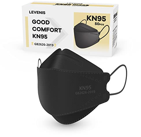 LEVENIS KN95 Face Masks 50 Pack, Breathable Comfortable and Disposable KN95 Mask, Black