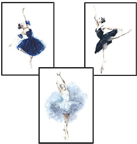 SWECOMZE Design Poster Set, 3Pc Poster Set Leinwandbilder, Ballett Tänzer Wandbilder Ohne Rahmen Bilder Wand Poster für Wanddekoration (A,30x40cm)