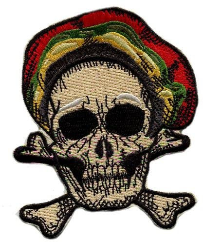 FahnenMax Aufnäher Patch Totenkopf Reggae