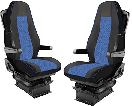 Satz Sitzbezüge Öko-Leder 1+1 Für LKW Sitzauflagen Schonbezüge Passform Für LKW Volvo Fh Euro 6 Blau
