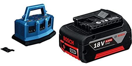 Bosch Professional Chargeur Multi-Baies GAL 18V6-80 (8A) & Batterie GBA 5.0Ah - Système 18V Avec Adaptateur L-BOXX, Dans Boîte Carton