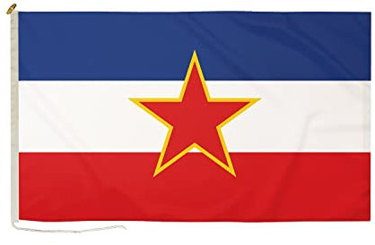 DuraFlag Jugoslawien mit Stern, kleine Höflichkeit, 50,8 x 30,5 cm, Seil und Knebelflagge, Premium-Qualität, 50 x 30 cm