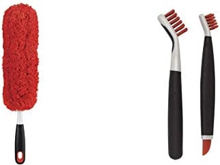 OXO Good Grips Microfibre Hand Duster & Good Grips Deep Clean Brush Set - Orange