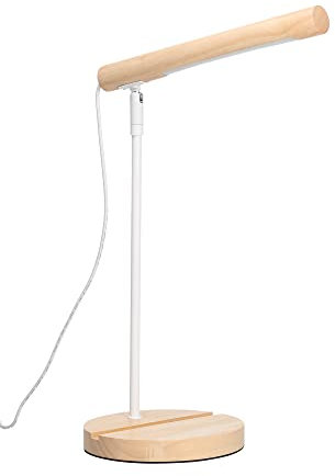 FORLIGHT Arlo - LED-Schreibtischlampe aus Naturholz. Tischlampe aus Weißem Stahl und Holz mit Neutralem LED-Licht 4000K