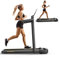 Cinta de Correr Plegable 2 en 1, hasta 14 KM/H, 2.5HP Cinta de Andar con 40 * 100cm cinturón, 265lbs con App y Control Remoto, Pantalla táctil LED, 12 Modos de Ejercicio