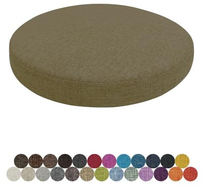 Lsjoaw Rund Sitzkissen Stuhlkissen 50 X 50 X 3CM(1 Pieces) Leinen Sitzpolster Abnehmbares Memory Schaum Runde Sitzauflage für Stuhl Bank Hocker Haus Küche Esszimmer Garten Büro,Hellbraun