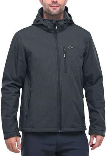 33,000ft Softshelljacke für Herren Wasserdicht Winterjacke Winddicht Warme Fleece Gefüttert Windbreaker Funktionsjacke Outdoorjacke für Wandern Fahrrad Camping Dunkelgrau Heidekraut 4XL