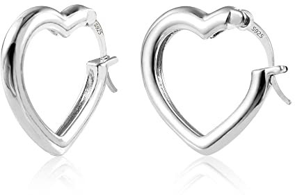 ASH'S CHOICE Heart Hoop Earring for Women, Chunky Earrings 925 Sterling Silver Small Cute Lightweight Thick Hypoallergenic Lover Women Girls