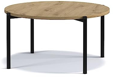 BETTSO - Couchtisch Rund - Sofatisch mit Metallgestell - Beistelltisch für Wohnzimmer Modern - Abmessungen 84x43x84cm - Hellbraun